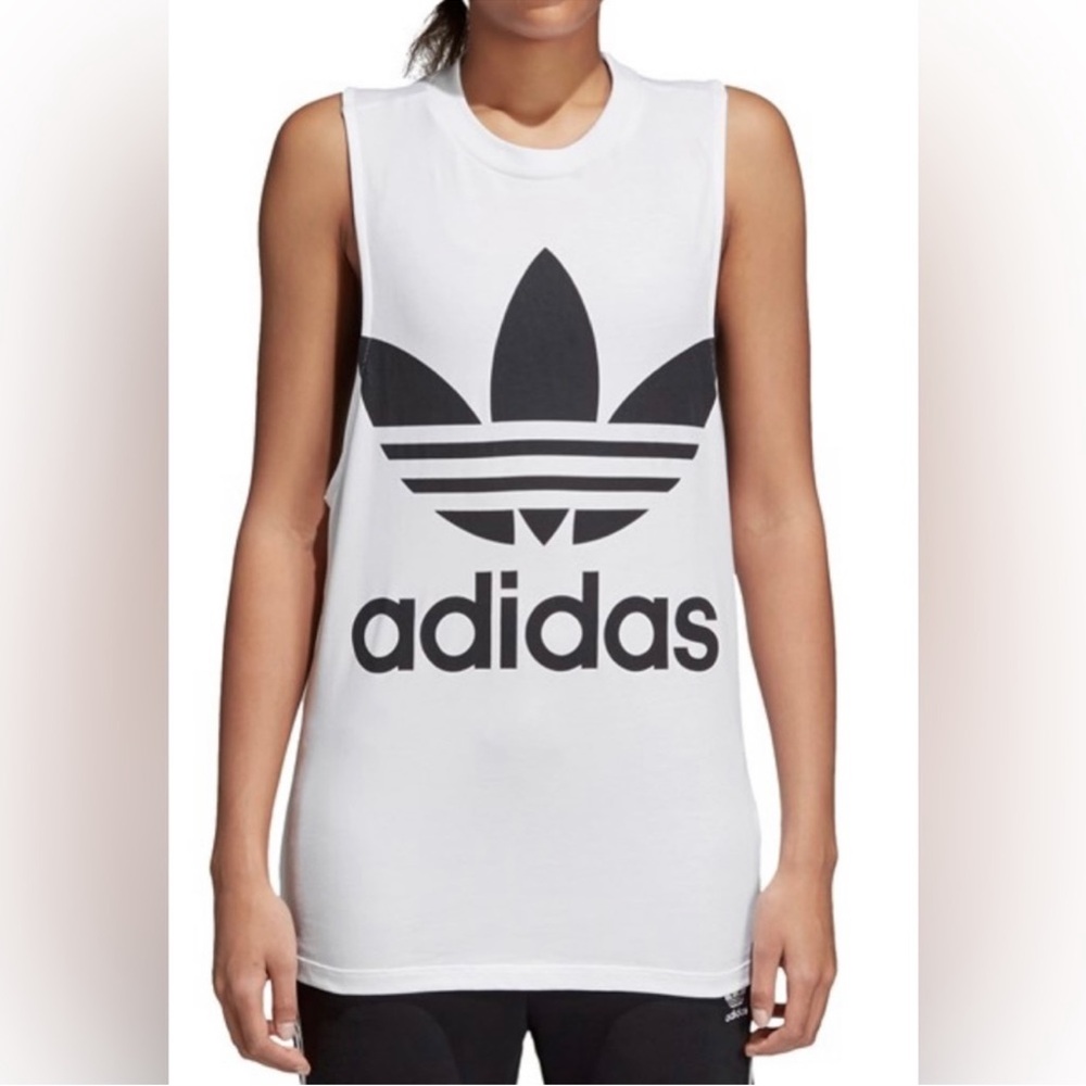 ADIDAS ORIGINALS Women's Trefoil Oversize Logo Muscle Tank - Picture 3 of 8